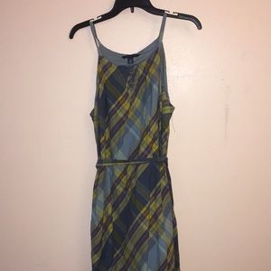 Blue and yellow plaid dress